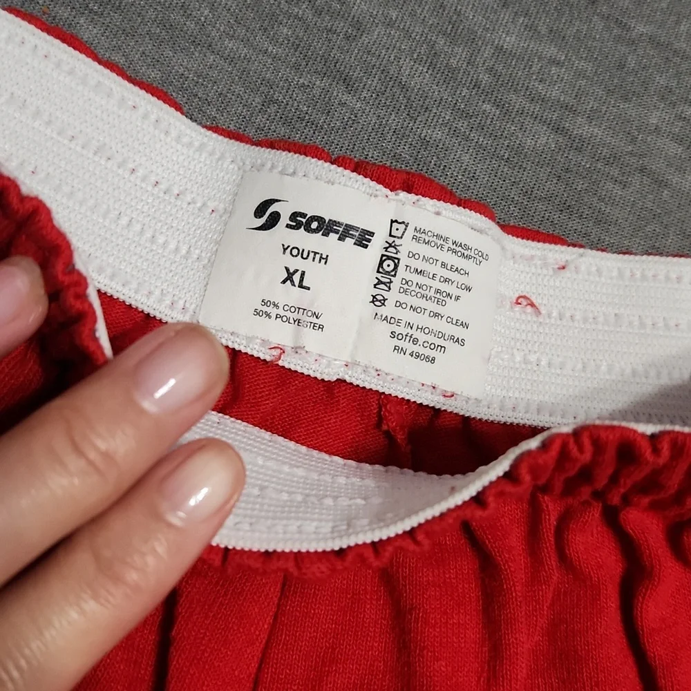 Y2K Red SOFFE Cotton Athleisure Athletic Sportswear Activewear Cheer Shorts - Picture 4 of 9